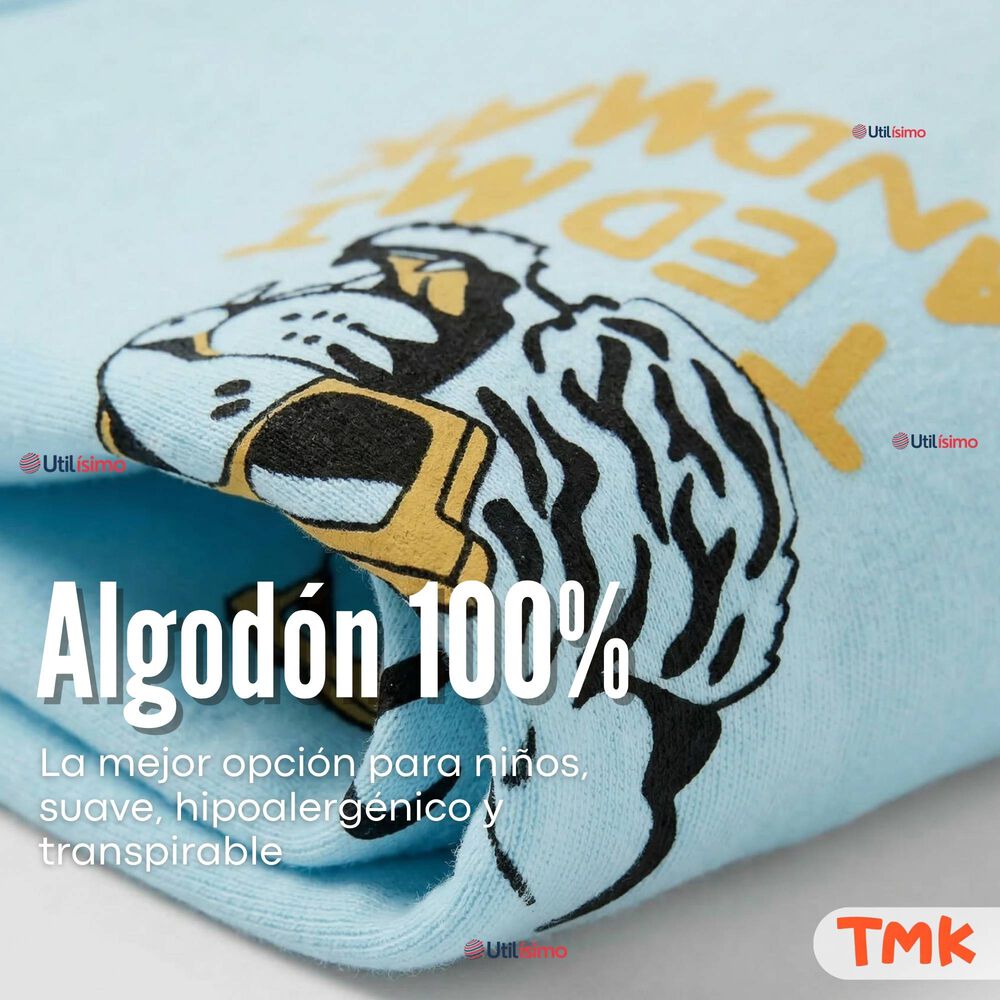 Pack 5 Bodys Manga Larga 100% Algod&oacute;n Beb&eacute; Ni&ntilde;o Wild Tiger image number 4.0