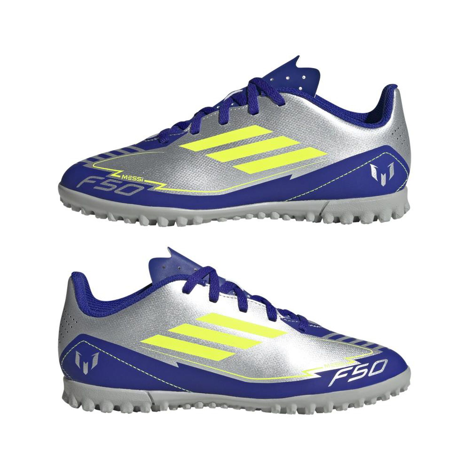 Zapatilla F&uacute;tbol Ni&ntilde;o Adidas F50 Club Tf J Messi Plata image number 8.0