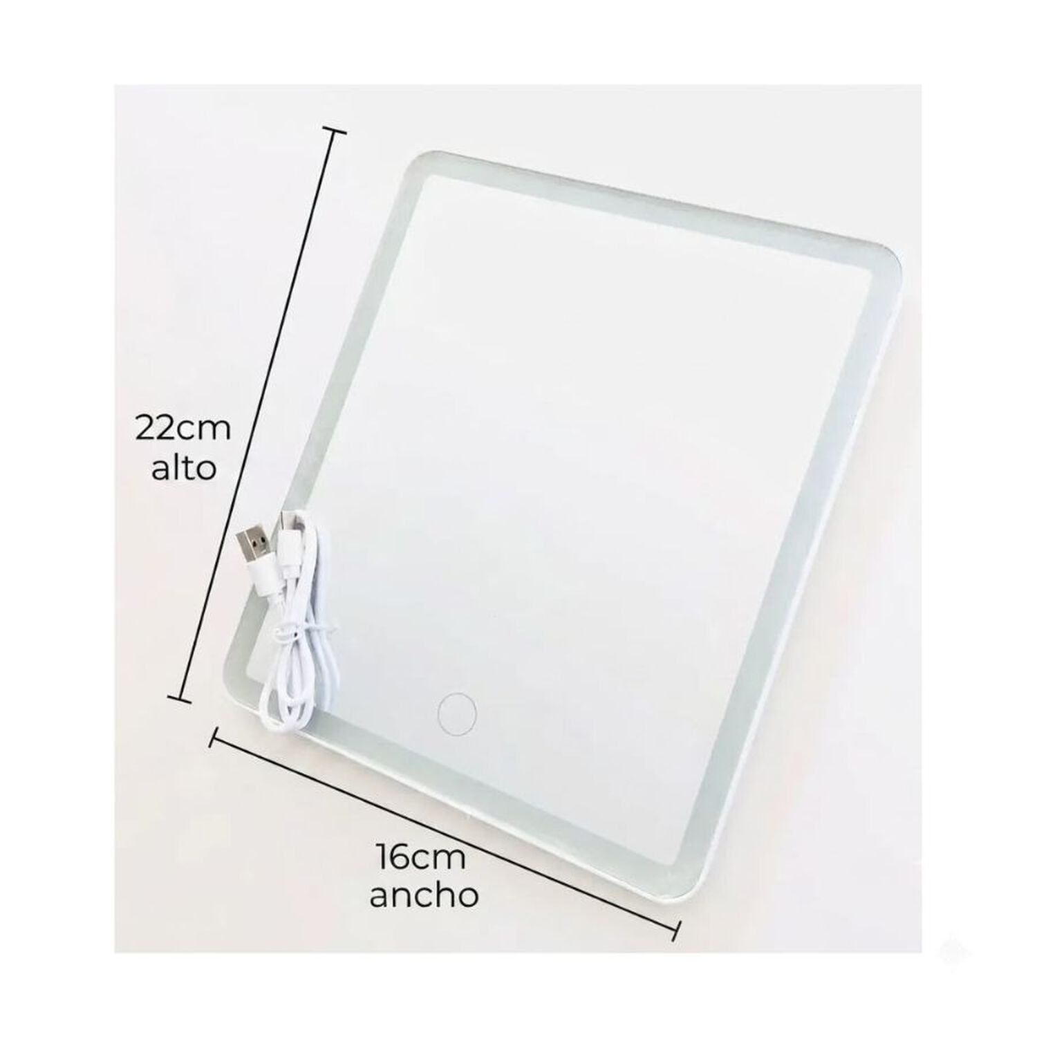 Espejo Maquillaje Luz Led Recargable Tactil Portatil Mesa image number 3.0