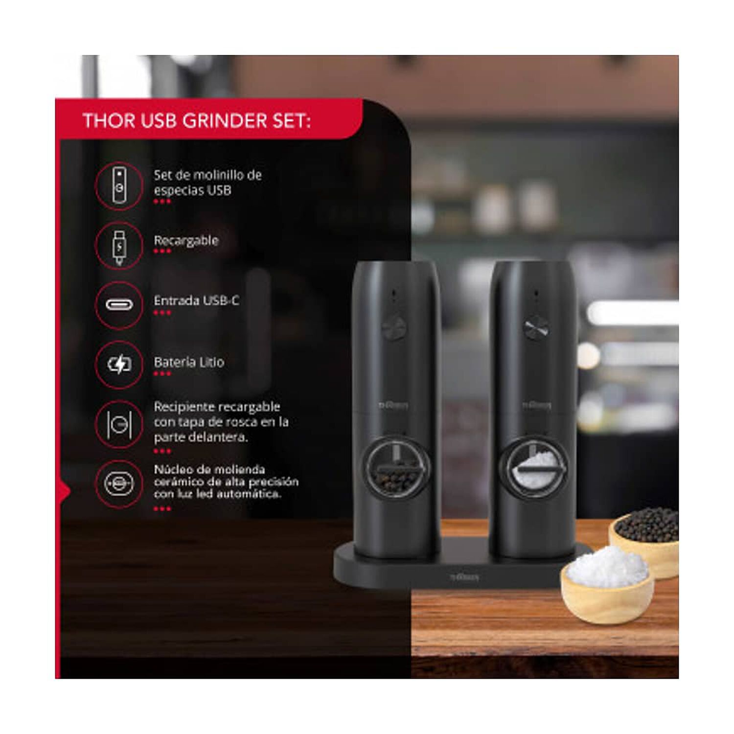 Moledora De Especias Usb Thor Usb Grinder Set image number 1.0