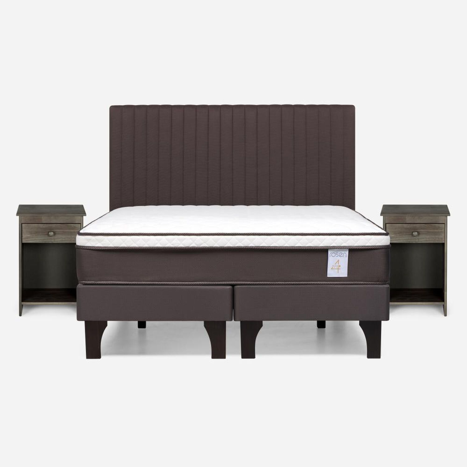 Cama Europea Rosen New Style 4 Plus / 2 Plazas / Base Dividida + Set De Maderas image number 0.0