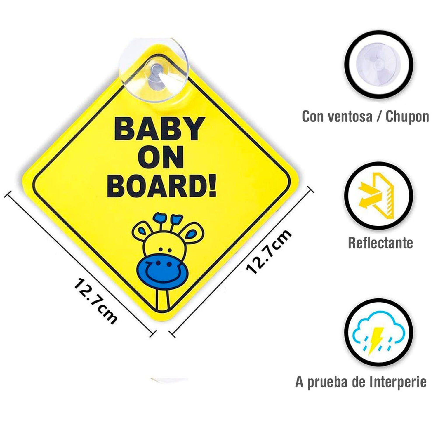 Pegatina Autoadhesiva Se&ntilde;al De Bebe Abordo Para Coches Autos image number 1.0