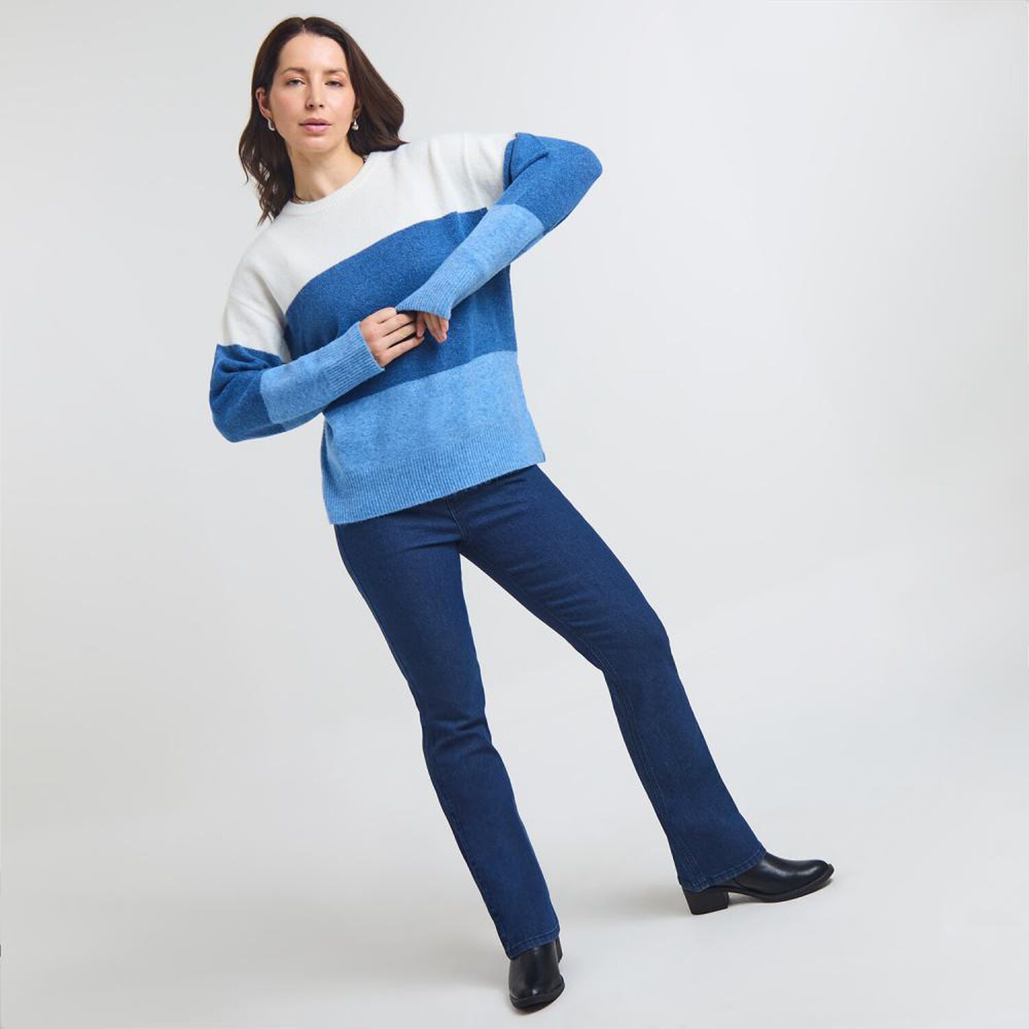 Sweater Bloque Color Regular Manga Larga Cuello Redondo Mujer Geeps image number 1.0