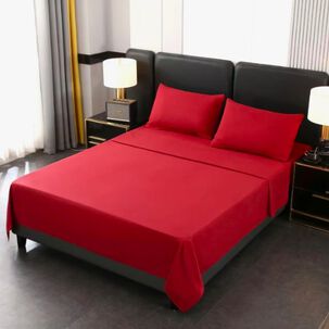 Juego De S&aacute;bana 2 Plazas 4 Piezas Roja