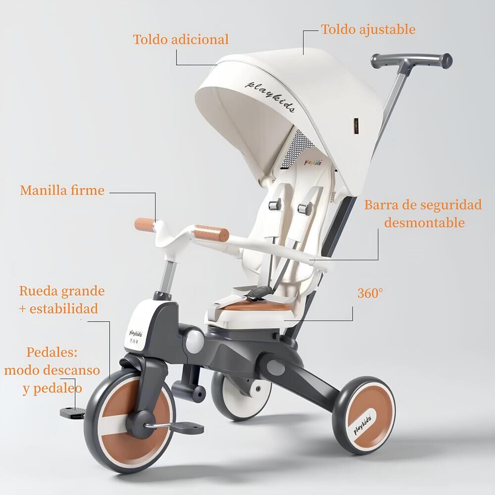 Triciclo De Paseo 360&deg; Y Balance 6 En 1 Plegable Negro image number 2.0