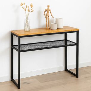 Arrimo Estilo Industrial Con Repisa Met&aacute;lica Y Cubierta De Madera