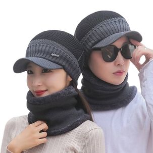 Set Calentador De Gorro Con Visera M&aacute;s Bufanda Unisex