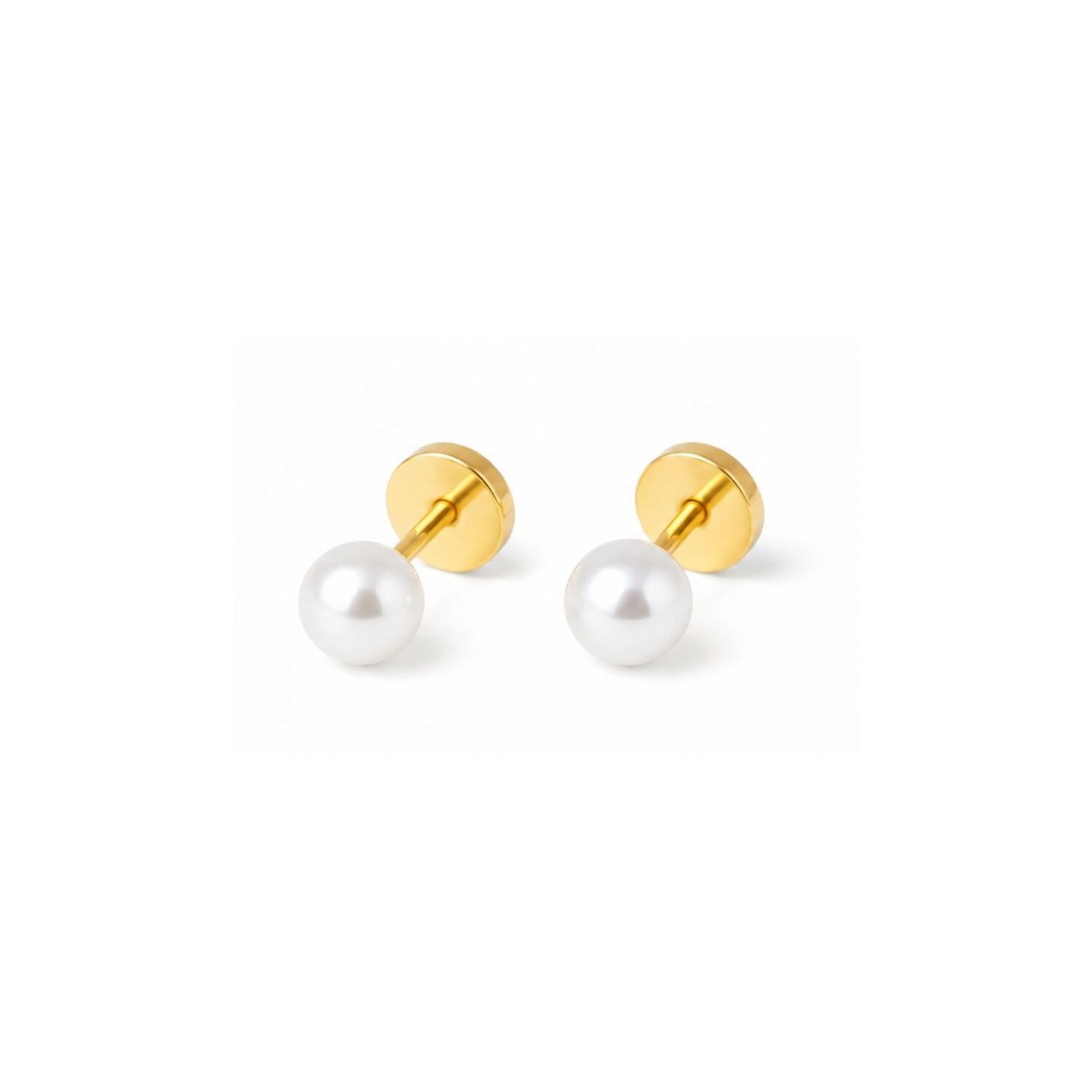 Aros Abridores Perla Casquillo 5mm N2 Oro 14k Beb&eacute; Dorado image number 0.0