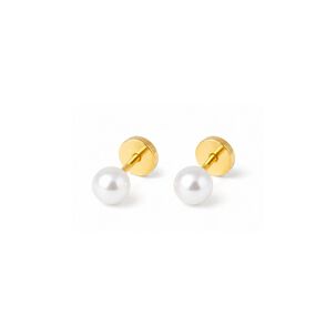 Aros Abridores Perla Casquillo 5mm N2 Oro 14k Beb&eacute; Dorado