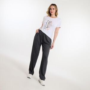 Polera Lisa Estampado Delantero Manga Corta Cuello Redondo Mujer Geeps