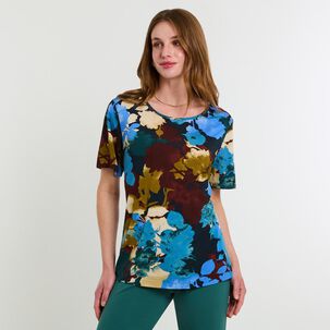 Polera Full Print Manga Corta Cuello Redondo Mujer Lesage