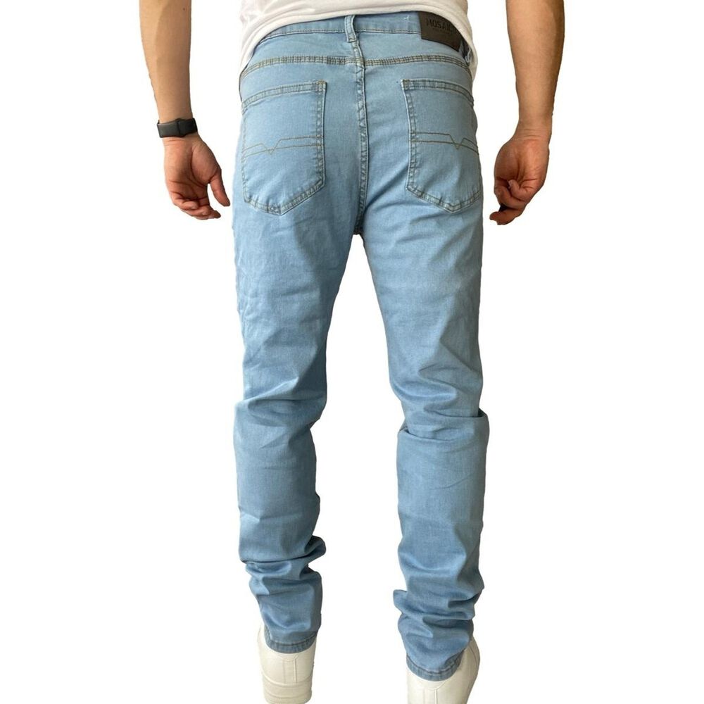 Pantal&oacute;n Jeans Elasticado Slim Celeste image number 5.0
