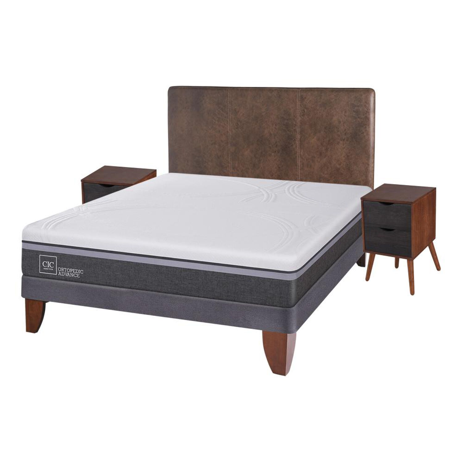 Cama Europea Cic Ortopedic Advance / 2 Plazas / Base Normal  + Set De Maderas image number 1.0