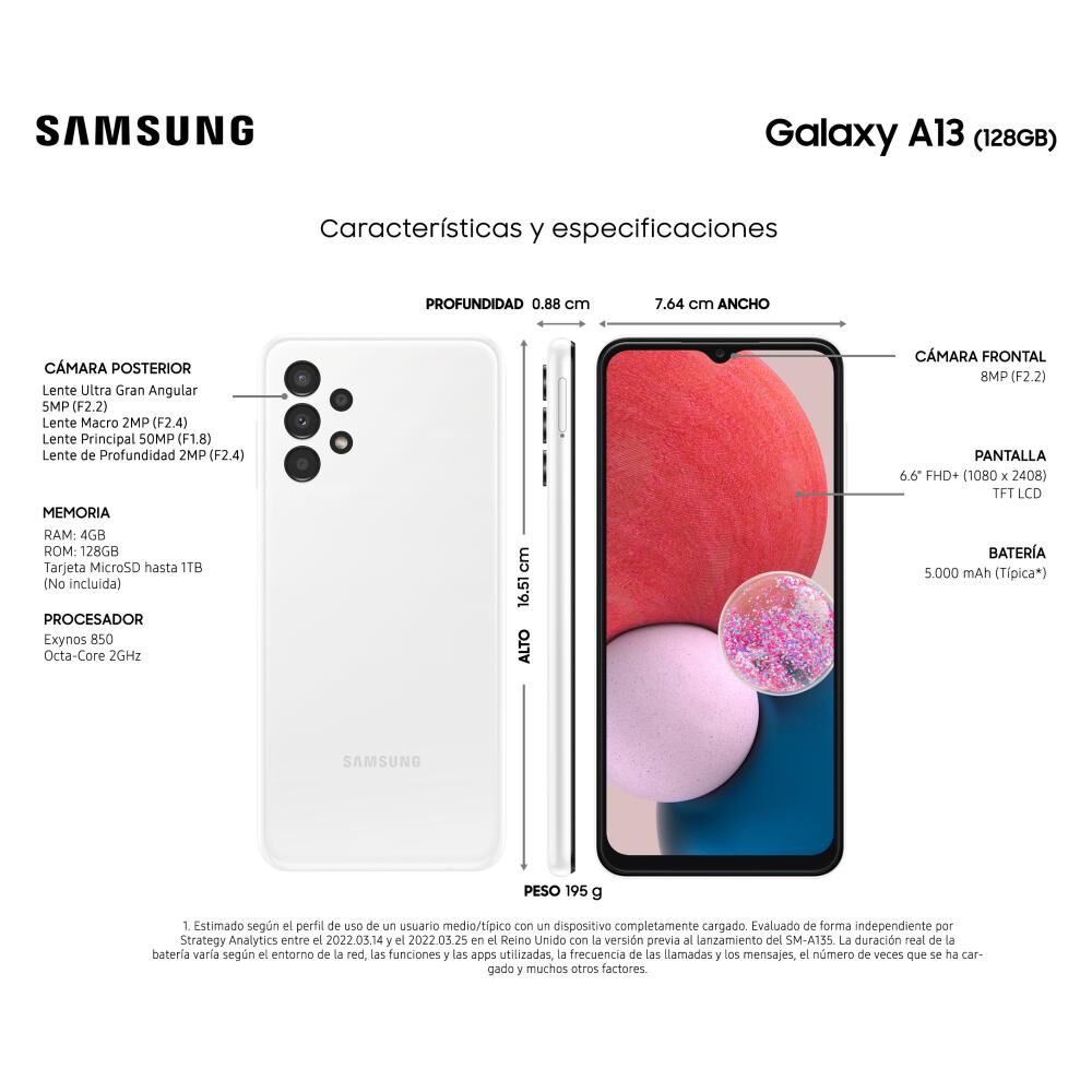 Smartphone Samsung Galaxy A13 / 128 GB / Liberado image number 1.0