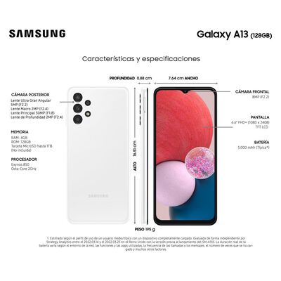 Smartphone Samsung Galaxy A13 White / 128 Gb / Liberado