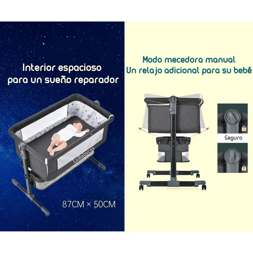 Cuna Colecho Con Mudador Y Accesorios Lubabycas Rosada image number 5.0