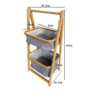 Estante De Almacenamiento De 2 Niveles Con Cesto Plegable