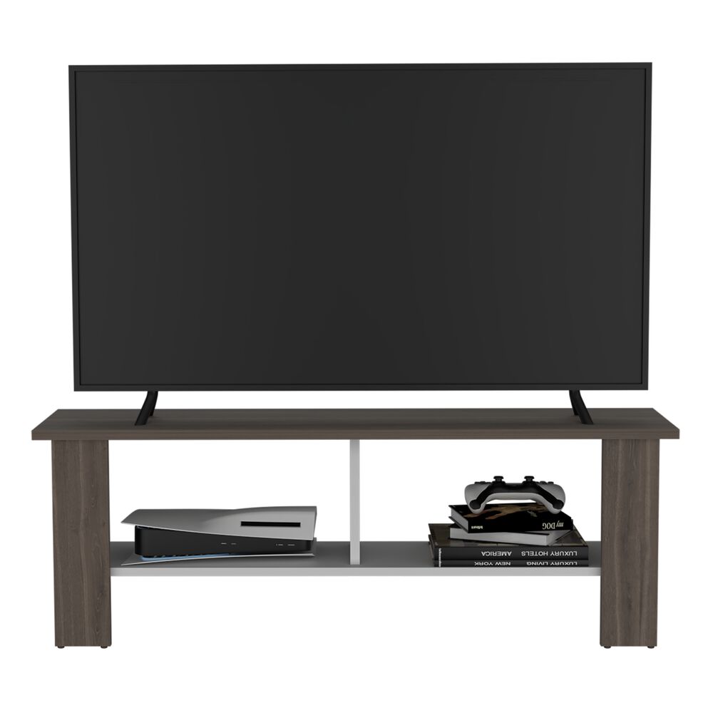 Rack Tv 50" Con 2 Repisas Fm-031o Café Oscuro Y Blanco image number 2.0