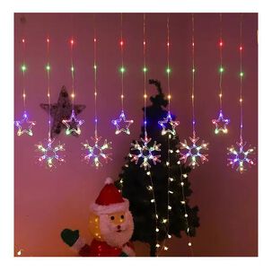 Guirnalda 10 Luz Led Estrella Y Copos Nieve 5 Metros Multicolor