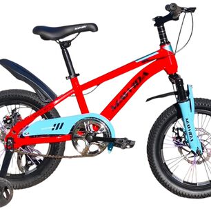 Bicicleta Aro 16 Mawida Con Freno Disco Rojo Celeste