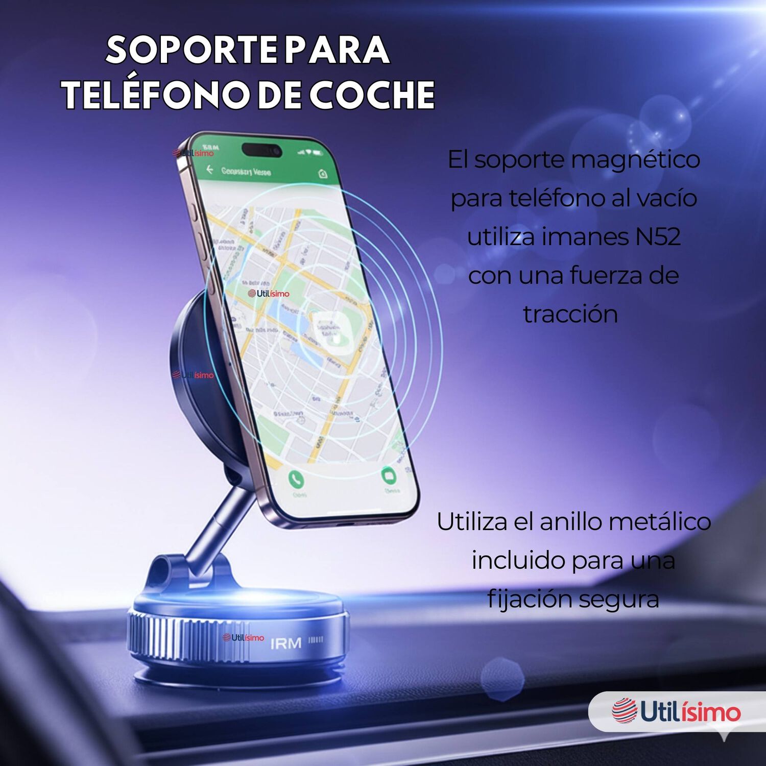 Soporte De Auto Celular Magn&eacute;tico Iphone Android Negro image number 2.0