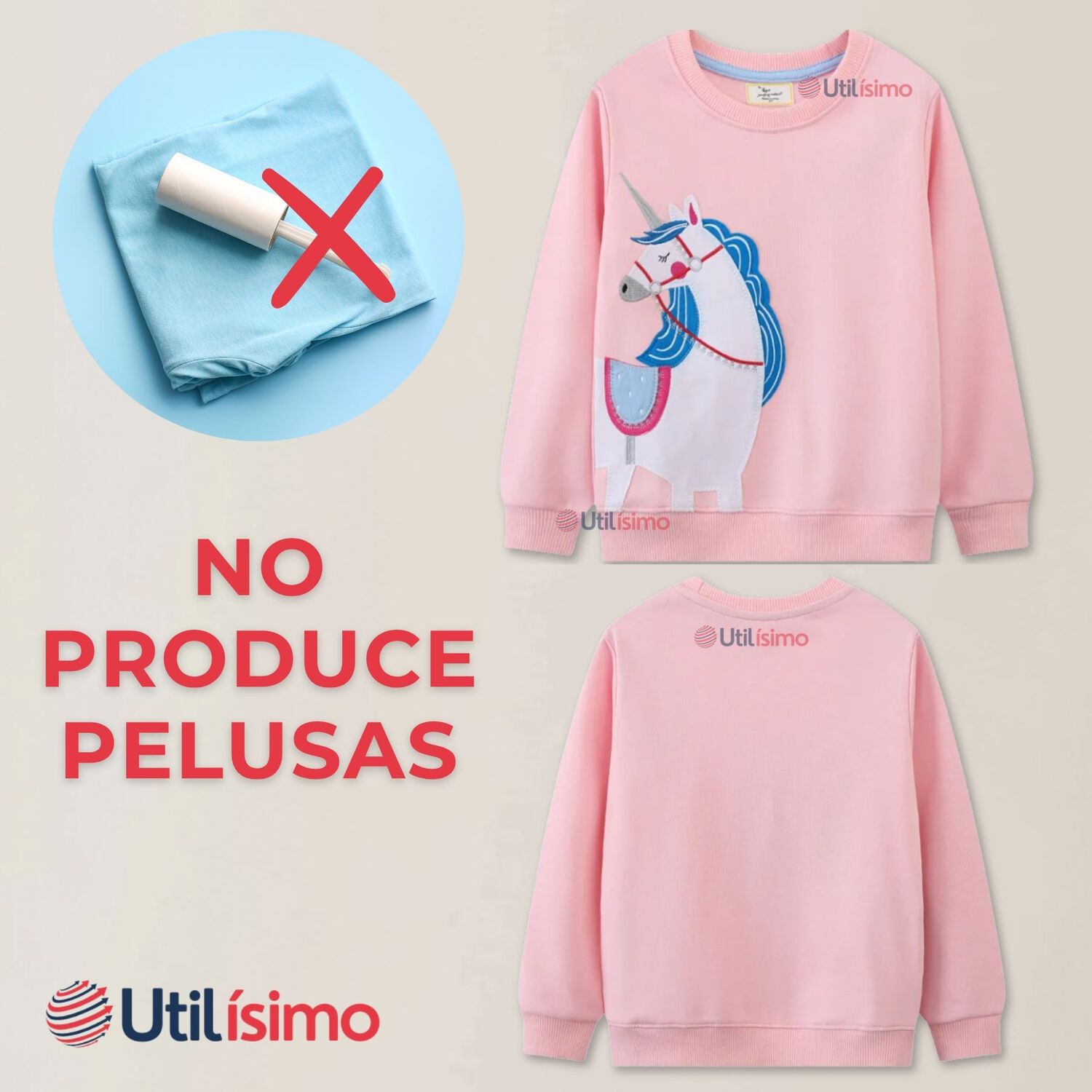 Poler&oacute;n Ni&ntilde;a Manga Larga 100% Algod&oacute;n Rosa Unicornio image number 6.0