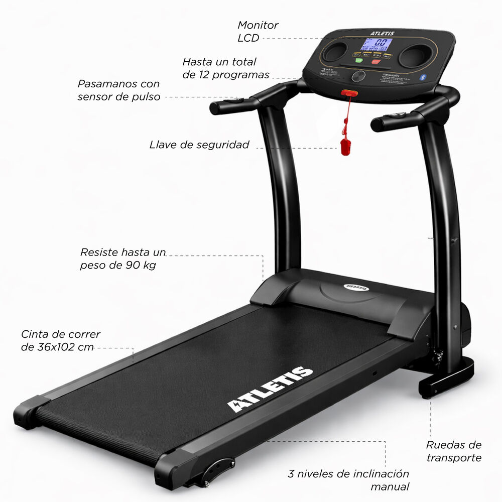 Trotadora M201 12 Km/h 1.5 Hp Negra image number 7.0