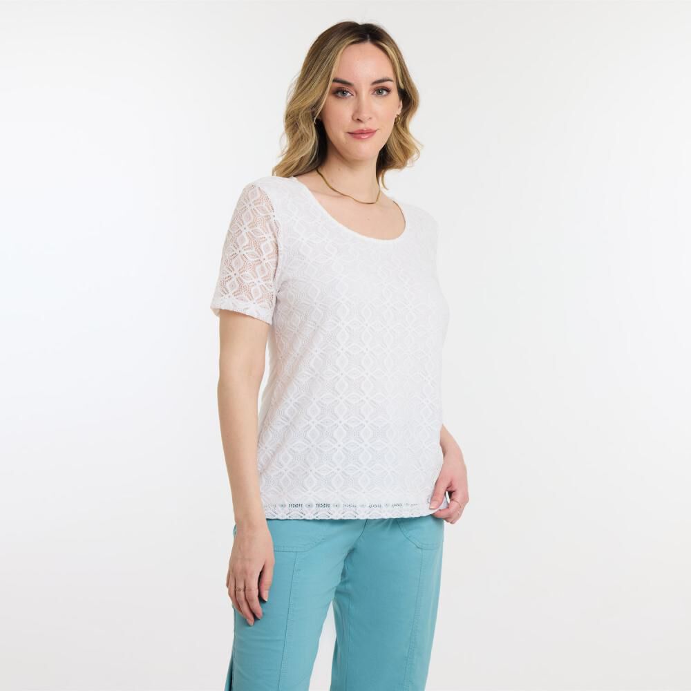 Polera Lace Delantero Manga Corta Cuello Redondo Mujer Geeps image number 2.0