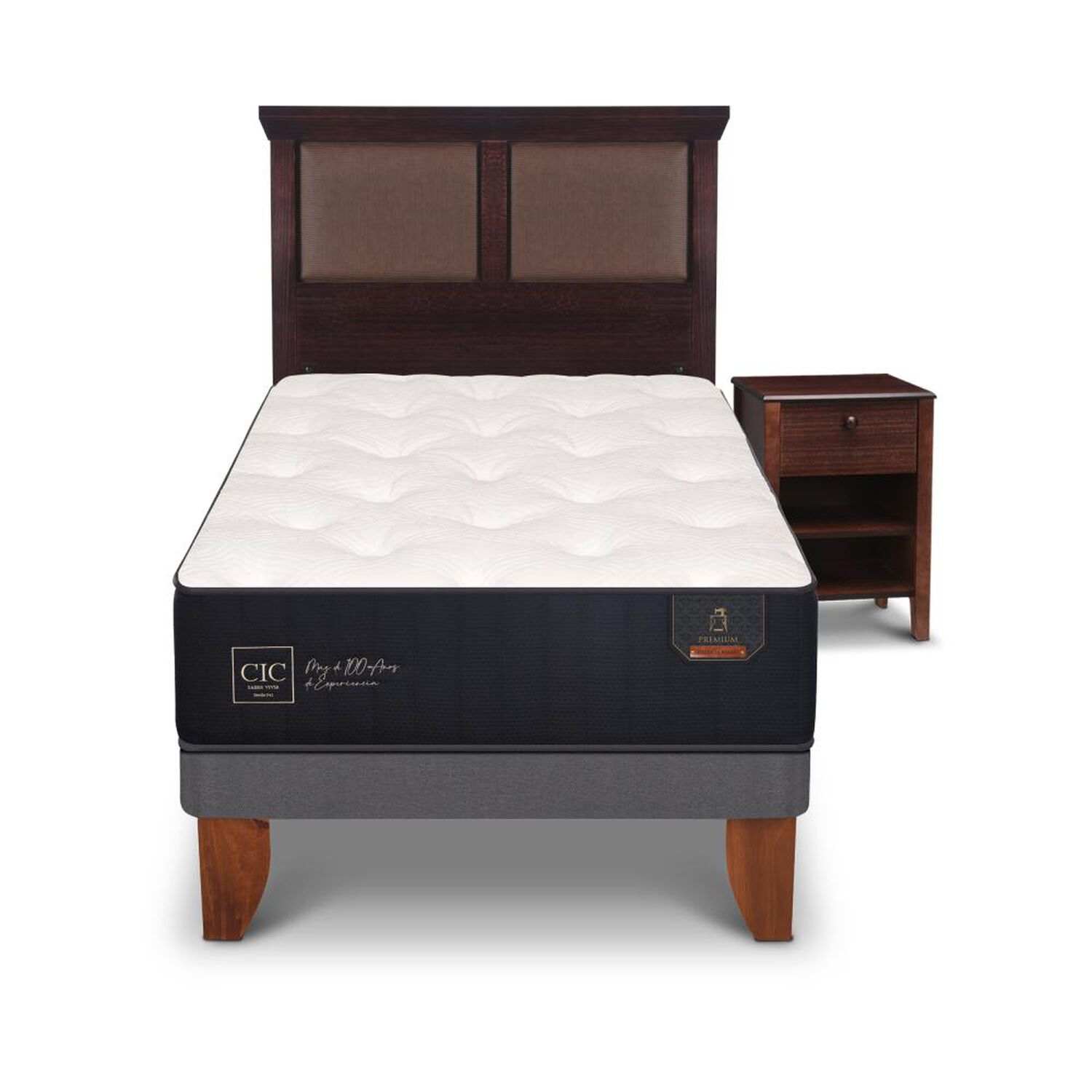 Cama Europea Cic Premium / 1.5 Plazas / Base Normal + Set De Maderas image number 0.0