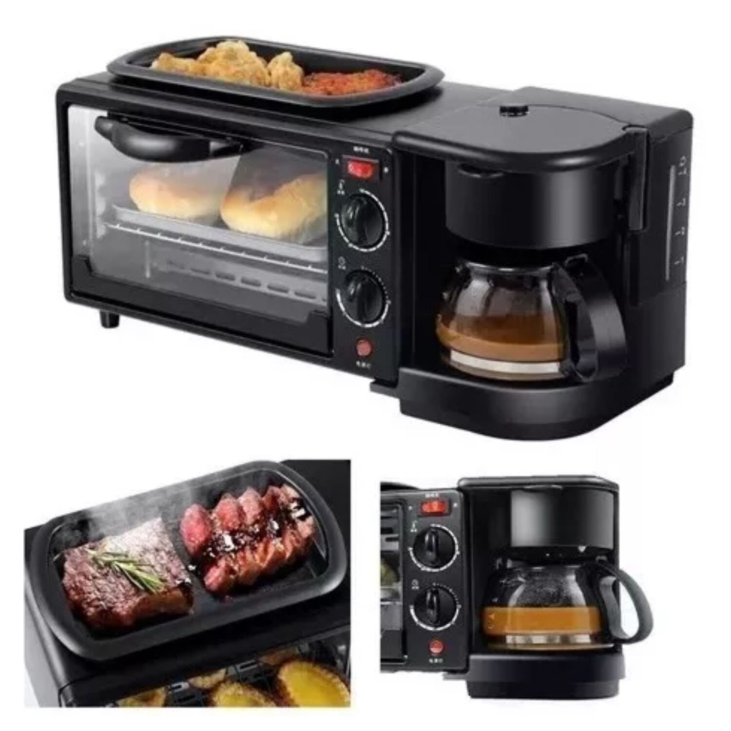 Maquina Desayuno Multifuncional 3 En 1 Horno Cafetera Sarten image number 8.0