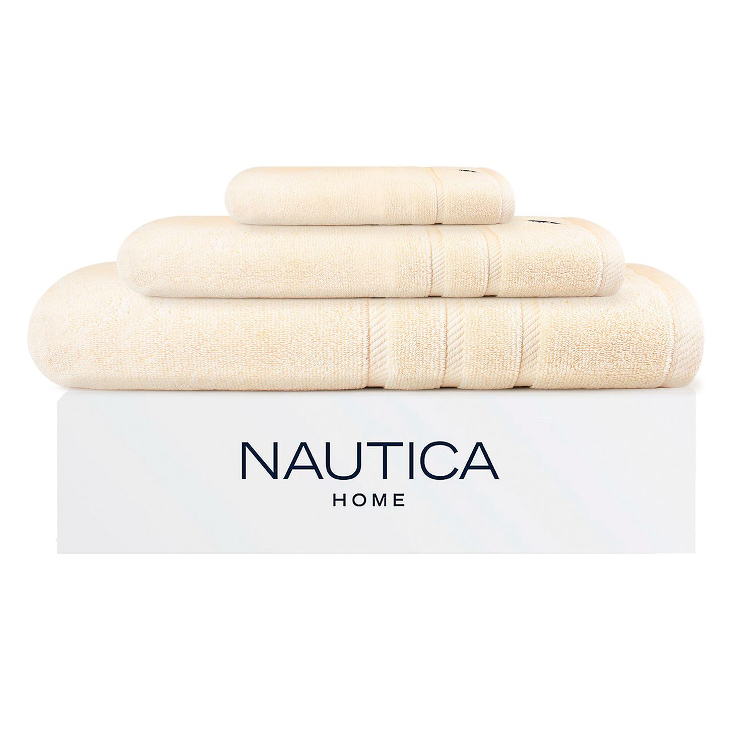 Set 3 Toallas Nautica Signature Cara+mano+cuerpo 100% Algod&oacute;n Alta Calidad Beige image number 0.0