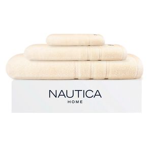 Set 3 Toallas Nautica Signature Cara+mano+cuerpo 100% Algod&oacute;n Alta Calidad Beige