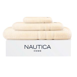 Set 3 Toallas Nautica Signature Cara+mano+cuerpo 100% Algod&oacute;n Alta Calidad Beige