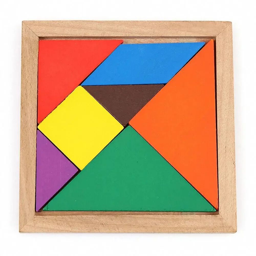 Tangrama Grande De Madera De Colores Para Niños De 20x20 Cm image number 0.0