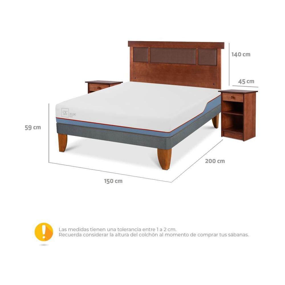 Cama Europea Cic Excellence Plus / 2 Plazas / Base Normal + Set De Maderas image number 2.0