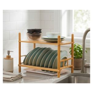 Escurridor De Platos Bamb&uacute; 2 Niveles Organizador Cocina
