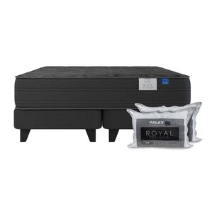 Cama Europea Flex Black / King / Base Dividida + Almohadas