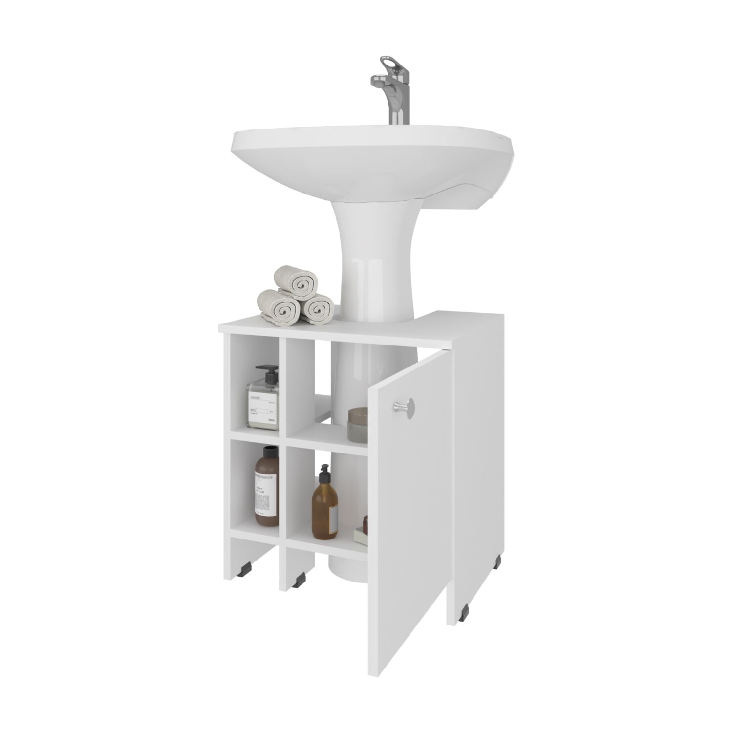 Mueble Ba&ntilde;o Piso Lavamanos 1 Puerta Fm-010b - Blanco image number 1.0