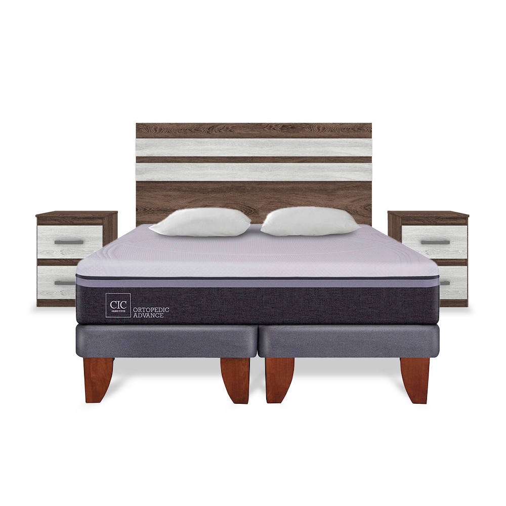 Cama Europea Cic Ortopedic Advance / 2 Plazas / Base Dividida + Almohadas + Set de Maderas Madrid image number 0.0