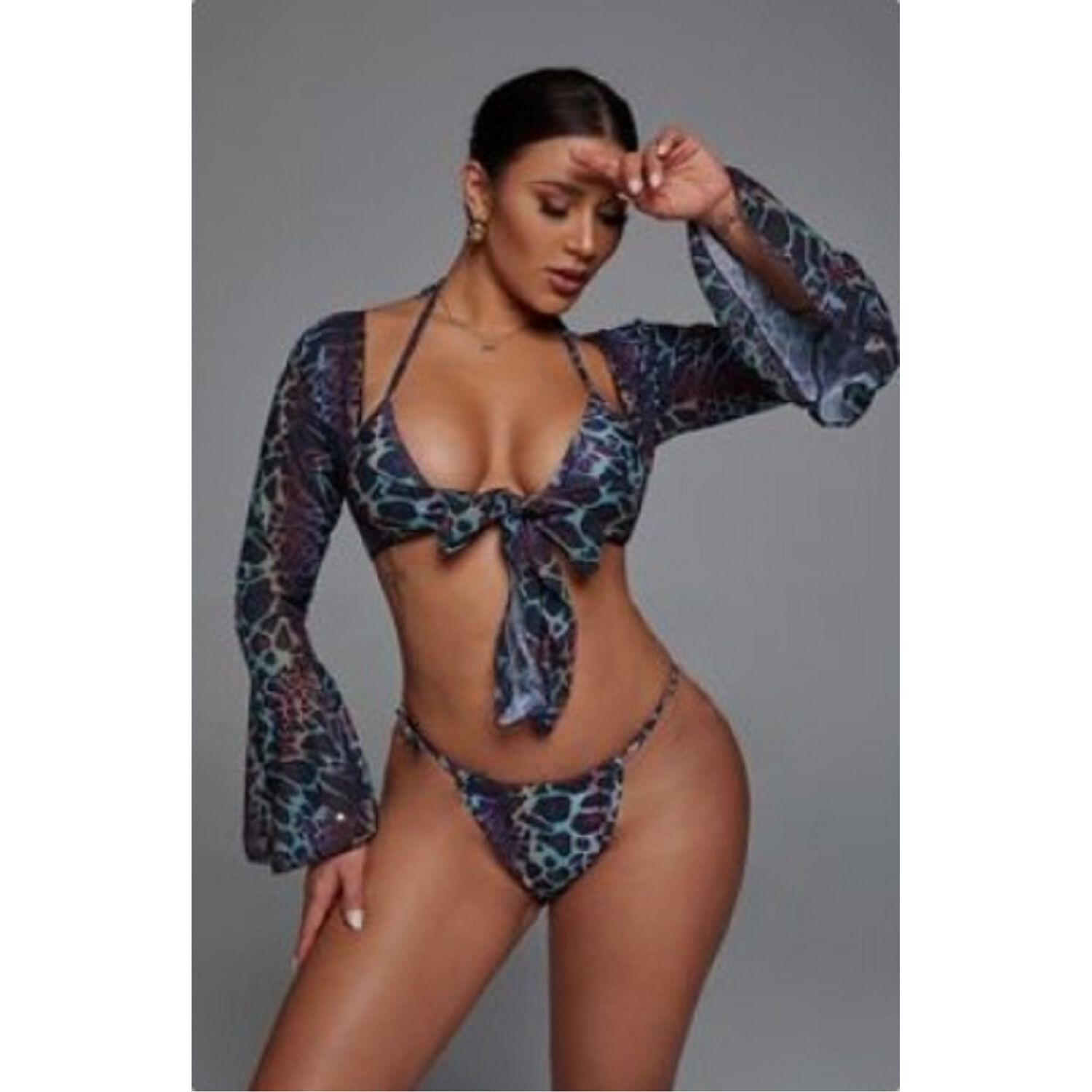 Traje Ba&ntilde;o Bikini Corte Alto Leopardo 3 Pzas Brasile&ntilde;o image number 4.0