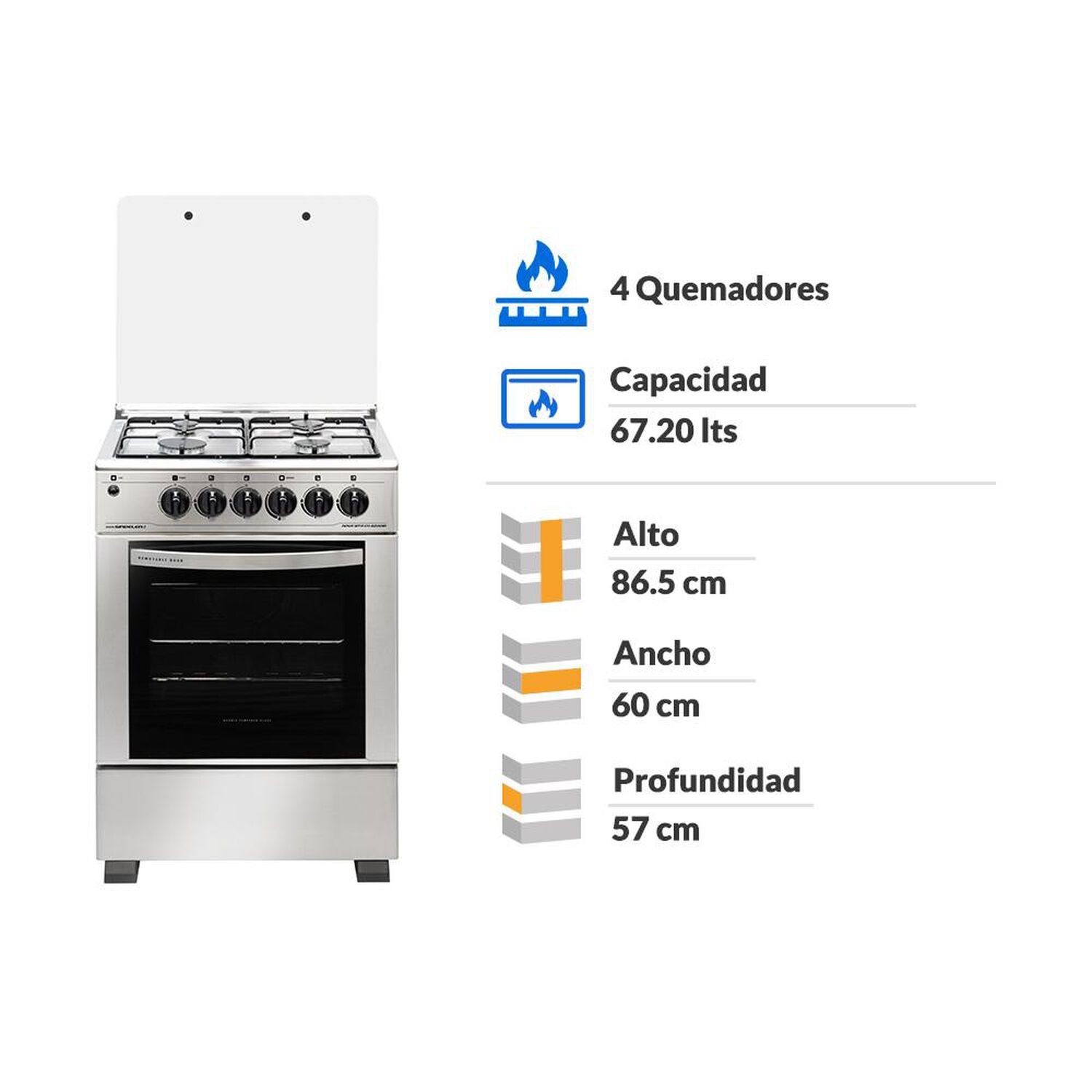Cocina A Gas Sindelen CH-6200IN / 4 Quemadores image number 1.0