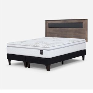 Cama Europea Rosen Art 4 / King / Base Dividida  + Respaldo Ferrara Gris