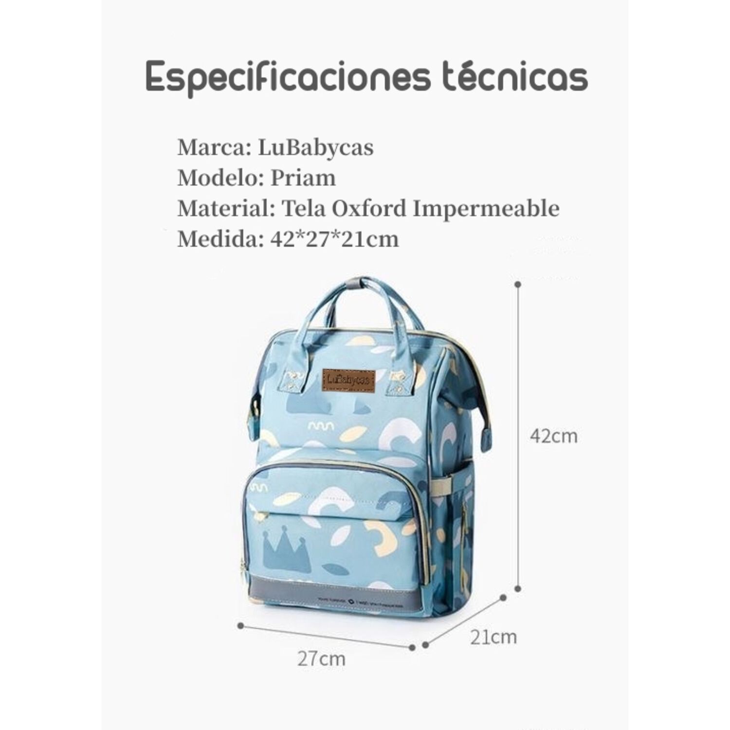 Mochila Maternal Impermeable Con Usb Lubabycas Gris image number 5.0