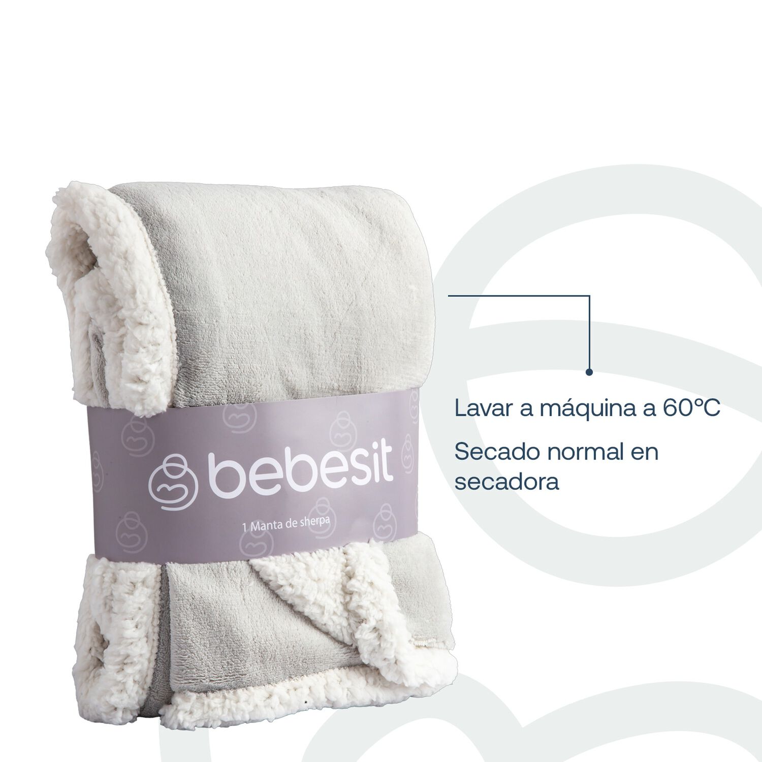 Manta Sherpa Bebe Hipoalerg&eacute;nica 91*127 Cm Gris Bebesit image number 6.0