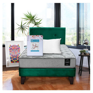 Combo Cama Cannon 1 1/2 Plaza Textil + Respaldo Tela Verde