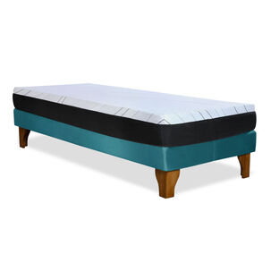 Cama Europea Zen Pro 1.5 Plazas Tela Velvet Turquesa