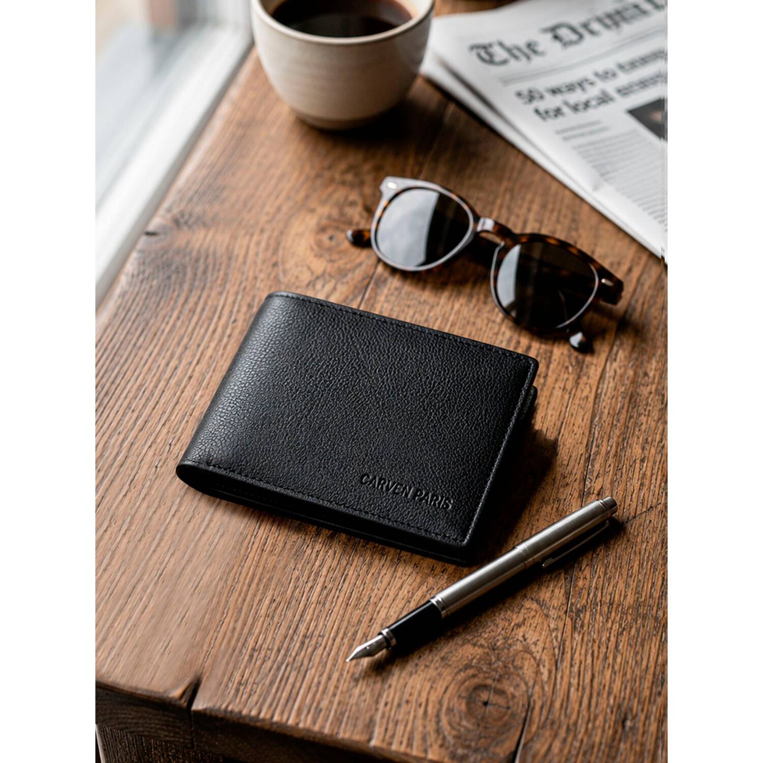 Billetera Hombre Bruno Negra Con Monedero Carven Paris image number 0.0
