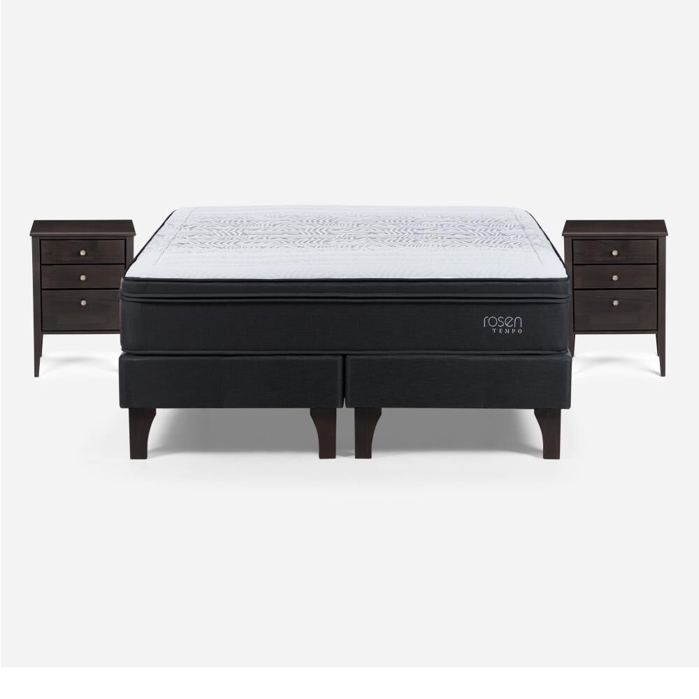 Cama Europea Rosen Tempo / 2 Plazas / Base Dividida + Velador Issey Grafito image number 0.0