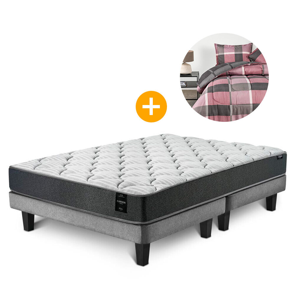 Cama Europea Cannon Home New Still / 2 Plazas / Base Dividida + Plum&oacute;n Cannon Check image number 0.0