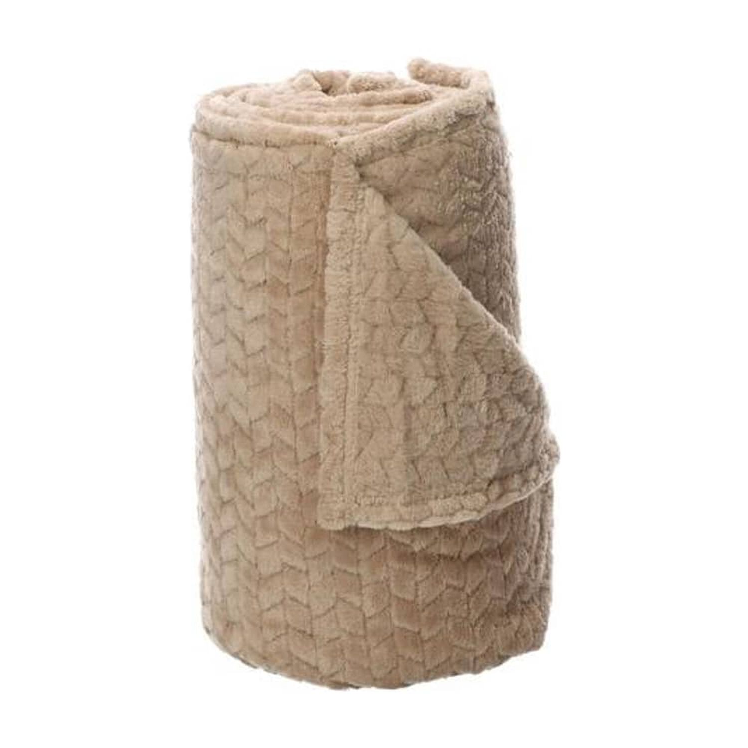 Frazada Andes Jacquard Flannel Beige 2 Plaza image number 1.0